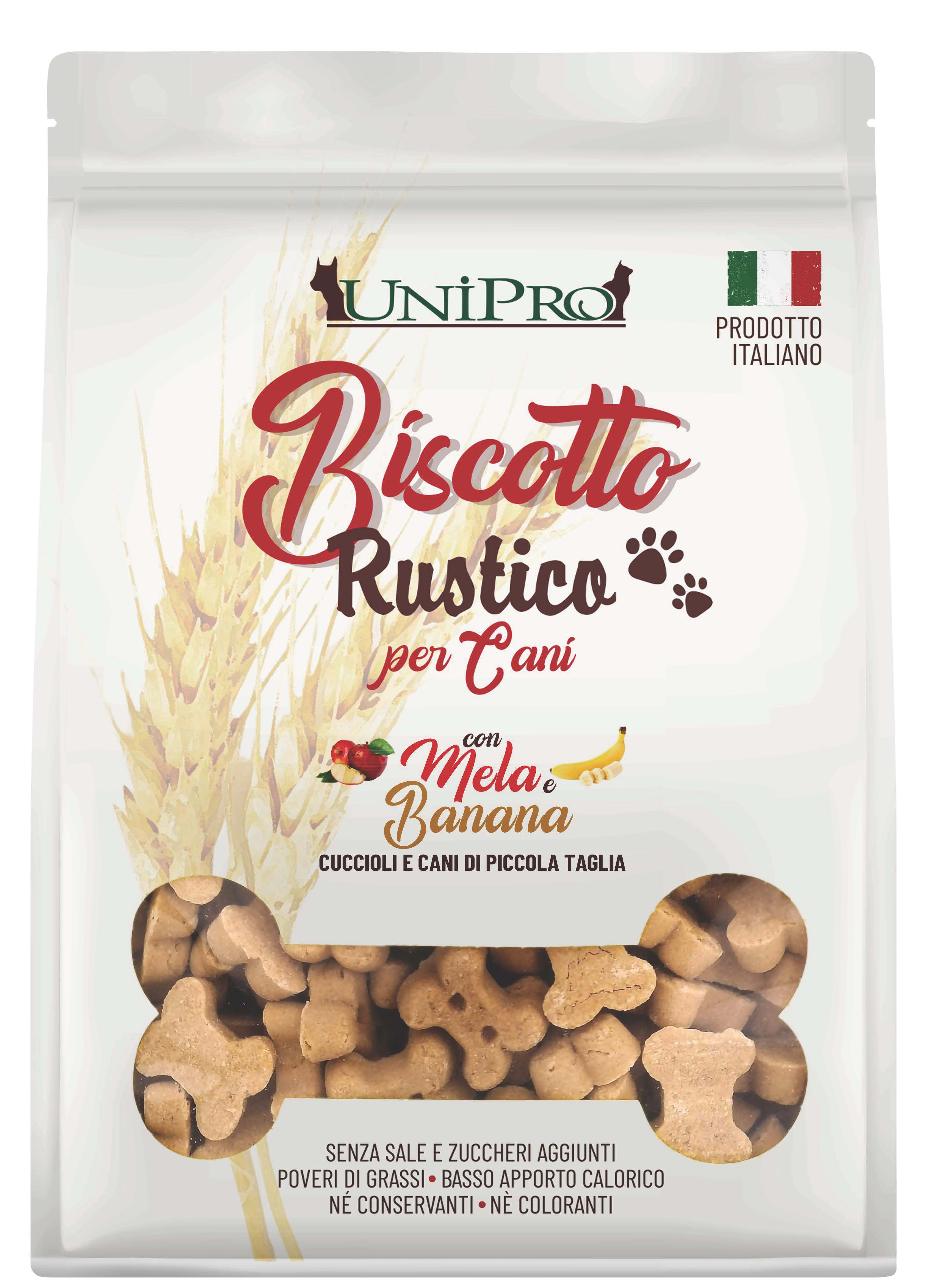 UniPro Biscotto Rustico przysmak włoskie ciasteczka dla szczeniaka i psów małych ras 300g jabłkowo-bananowe ( wielkość ciasteczka ok.2cm ) - UniPro zdjęcie 1