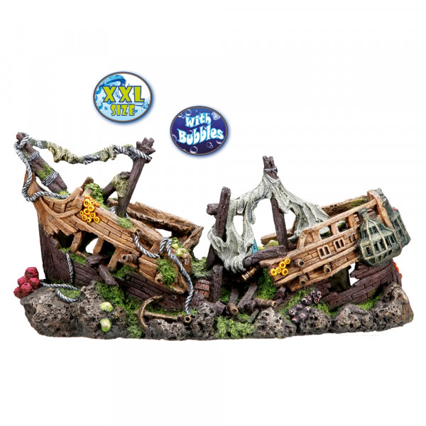 Ozdoba akwariowa Nobby " Battle Ship XXL " 57x26x29 cm - " Okręt XXL " z bąbelkami ( podłączenie pod napowietrzacz ) - Nobby zdjęcie 1