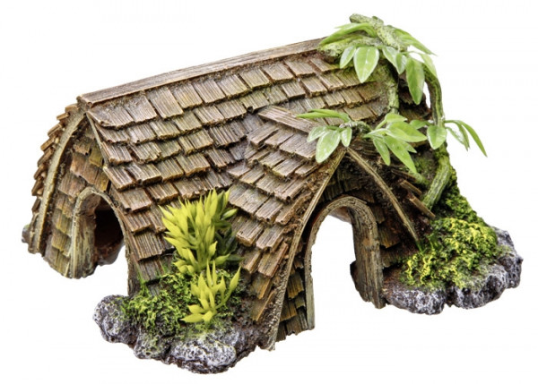 Ozdoba akwariowa Nobby " Cottage  " 15x14x8 cm - " Domek - chata z roślinami " - Nobby zdjęcie 1