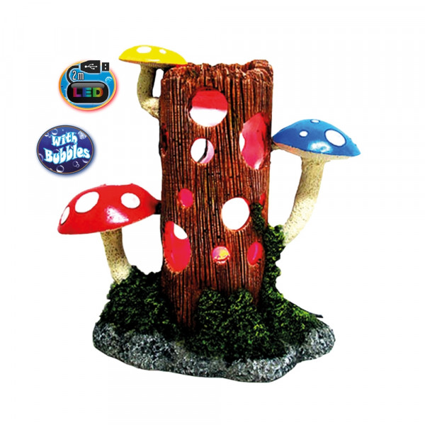 Ozdoba akwariowa Nobby " Log with mushrooms " LED 23,8x11,7x23,3 cm - " Pień z grzybami oraz podświetleniem led" - Nobby zdjęcie 1