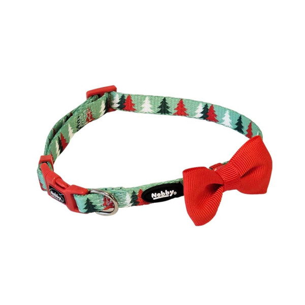 Xmas Nobby Świąteczna nylonowa obroża dla psa Bow Tie 20mm, 34-50cm ze świąteczną muszką - Nobby zdjęcie 1