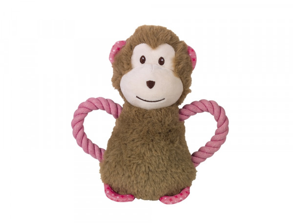 Pluszowa zabawka dla psa Nobby plusz monkey with rope 21cm - pluszowa małpa z liną i piszczałką - Nobby zdjęcie 1