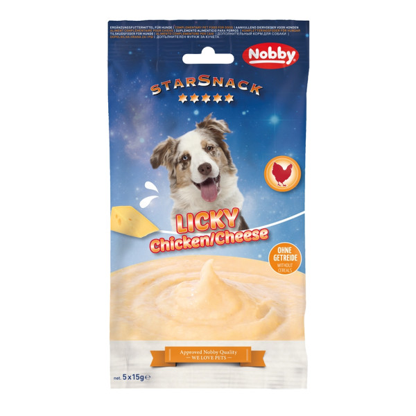 Przysmak dla psa Starsnack Licky Dog Chicken & Cheese 75g ( 5*15g saszetki) Nobby - kremowa pasta z kurczakiem i serem - Nobby zdjęcie 1
