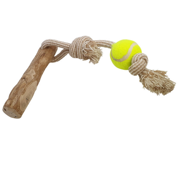 Zabawka dla psa Nobby Coffee wood with rope and ball "L" 23-56cm- kij z drzewa kawowego z liną i piłką - Nobby zdjęcie 1