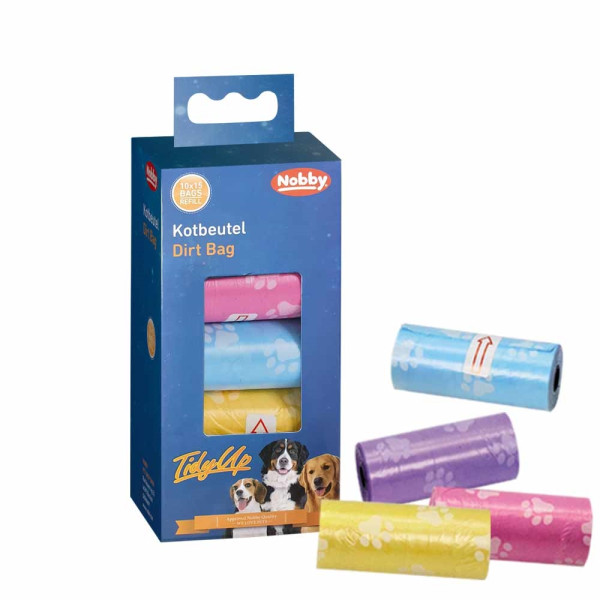 Woreczki na odchody TidyUp Nobby 10szt, 15szt woreczków na 1 rolce - pastelowe w łapki - Nobby zdjęcie 1