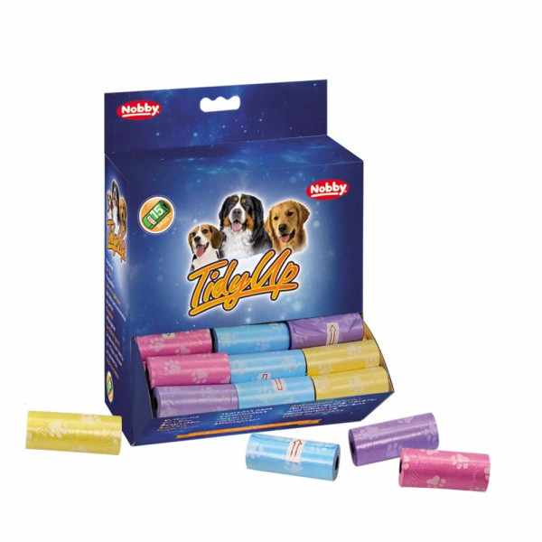 Woreczki na odchody TidyUp Nobby 63szt, 15szt woreczków na 1 rolce - pastelowe w łapki - Nobby zdjęcie 1