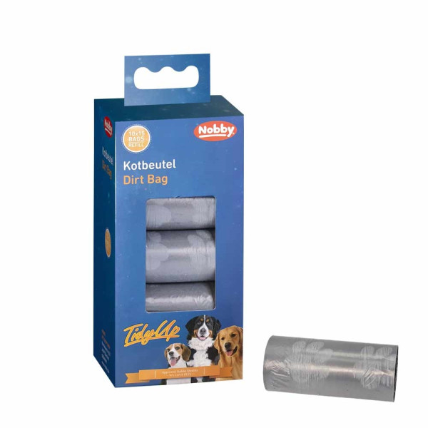 Woreczki na odchody TidyUp Nobby 10szt, 15szt woreczków na 1 rolce - szare w łapki - Nobby zdjęcie 1