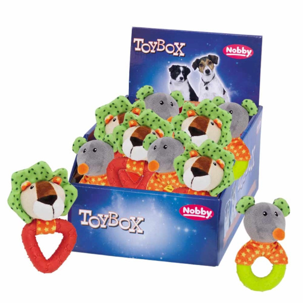 Pluszowa zabawka dla psa Nobby Display plush animals with TPR 12-15cm - pluszowe zwierzęta z ringiem TPR i piszczałką - Nobby zdjęcie 1