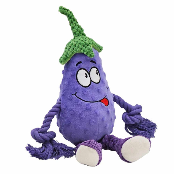 Pluszowa zabawka dla psa Nobby plush eggplant with rope 37cm - pluszowa gruszka z piszczałką i sznurem - Nobby zdjęcie 1