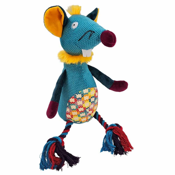 Pluszowa zabawka dla psa Nobby plush mouse with rope 41cm - pluszowa myszka z piszczałką i sznurem - Nobby zdjęcie 1