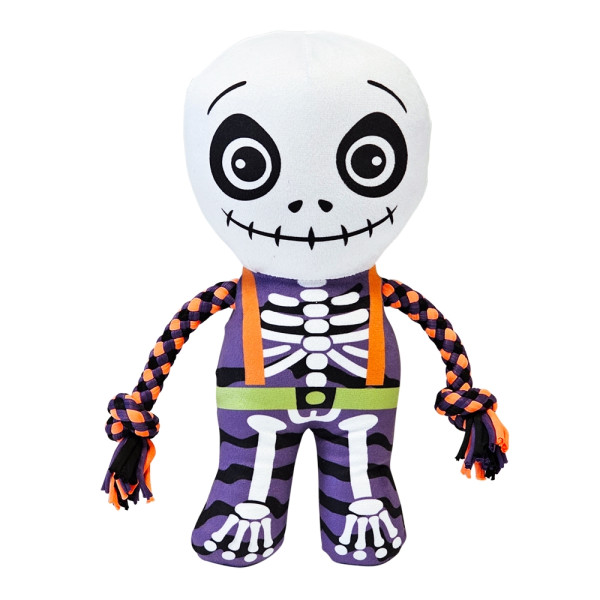 Pluszowa zabawka dla psa Nobby Halloween Plush skeleton with rope 30cm - pluszowy szkieletor na Halloween z piszczałką i sznurem - Nobby zdjęcie 1
