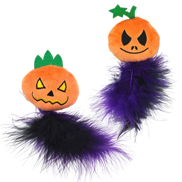Pluszowa zabawka dla kota Nobby Halloween Pumkins 17cm - pluszowe dynie dla kota z kocimiętką i piórkiem - Nobby zdjęcie 1