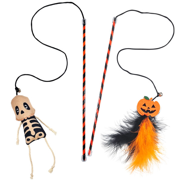 Pluszowa zabawka dla kota Nobby Halloween skeleton and pumpkin 31-64cm - wędka dla kota z dynią lub szkieletorem - Nobby zdjęcie 1