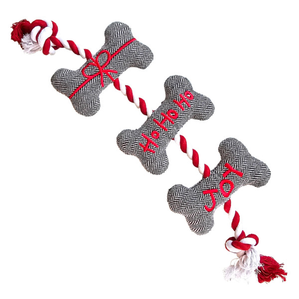 Xmas Nobby Świąteczna pluszowa zabawka dla psa 51*14cm - materiałowe kości z liną i piszczałką - Nobby zdjęcie 1