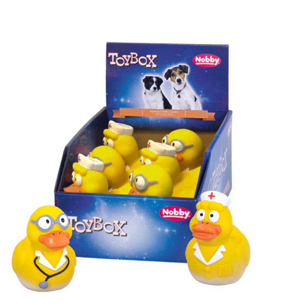 Lateksowa zabawka dla psa Nobby Animals 11-12cm - kaczka"lekarz-pielęgniarka" - Nobby zdjęcie 1