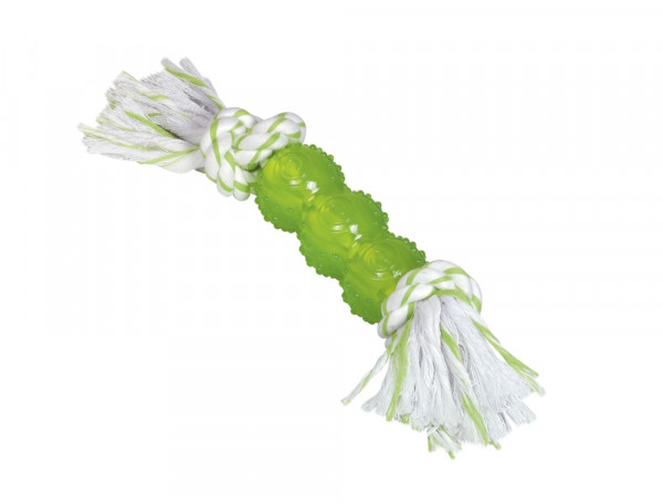 Zabawka z gumy termoplastycznej dla psa Nobby TPR Stick with rope small 26cm- pływający kij o miętowym zapachu i bawełnianymi sznurkami - Nobby zdjęcie 1