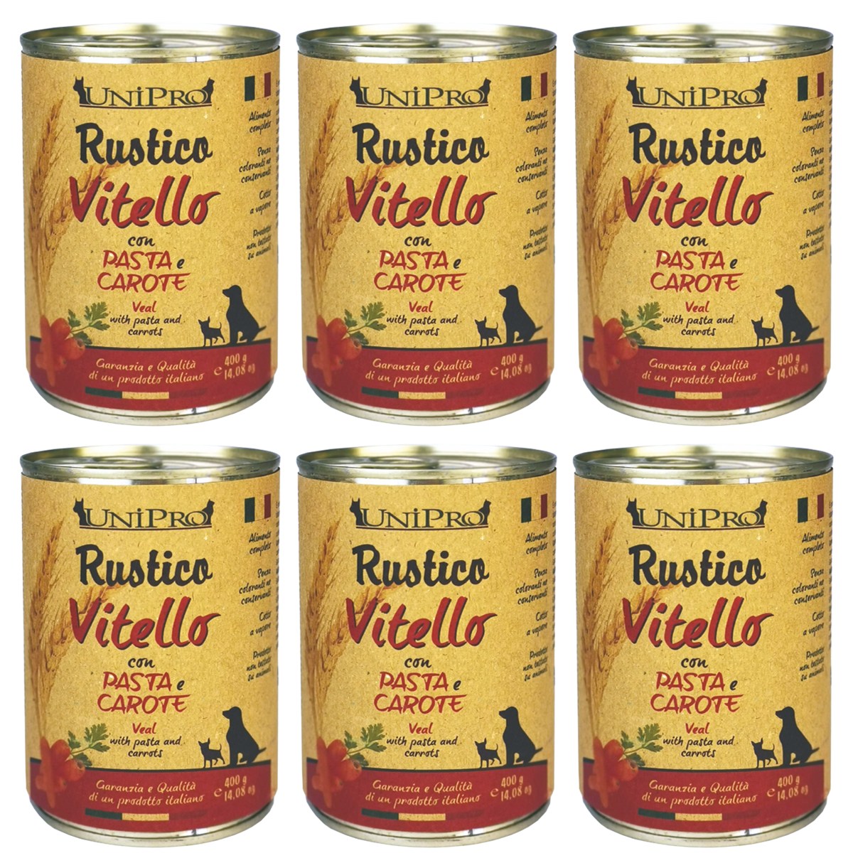 UniPro Rustico karma dla psa 400g cielęcina z makaronem i marchewką ZESTAW 6*400g - UniPro zdjęcie 1