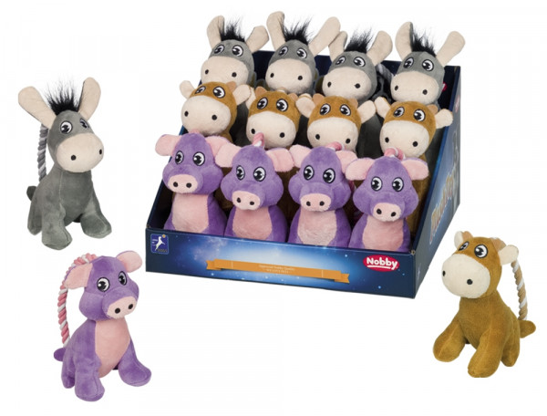 Pluszowa zabawka dla psa Nobby Display plush animals with rope 14cm - pluszowe zwierzaki z bawełnianą liną i piszczałką - Nobby zdjęcie 1