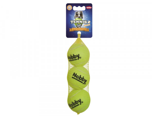 Zabawka dla psa Nobby Tennis Line Ball with squeaker "M" Ø 6,5cm (3szt siatka)- tenisowa, żółta piłka z piszczałka  - Nobby zdjęcie 1