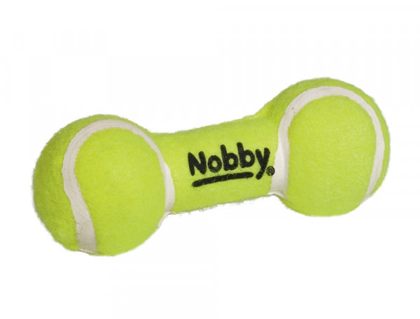 Zabawka dla psa Nobby Tennis Line Dumbbell with squeaker 13,5cm - tenisowa, żółta hantel z piszczałka  - Nobby zdjęcie 1