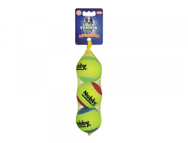 Zabawka dla psa Nobby Tennis Line Ball "M" Ø 6,5cm (3szt siatka)- tenisowa, dwukolorowa piłka  - Nobby zdjęcie 1