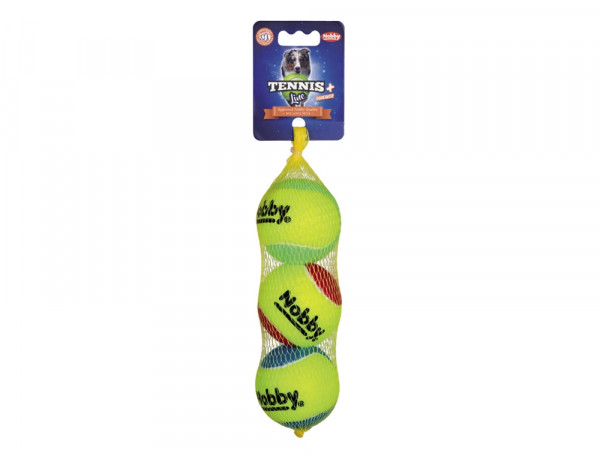 Zabawka dla psa Nobby Tennis Line Ball with squeaker "M" Ø 6,5cm (3szt siatka)- tenisowa, dwukolorowa piłka z piszczałka  - Nobby zdjęcie 1