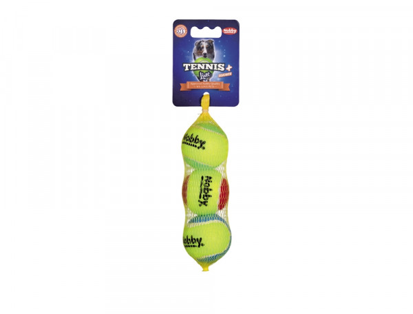 Zabawka dla psa Nobby Tennis Line Ball with squeaker "S" Ø 5,5cm (3szt siatka)- tenisowa, dwukolorowa piłka z piszczałka  - Nobby zdjęcie 1