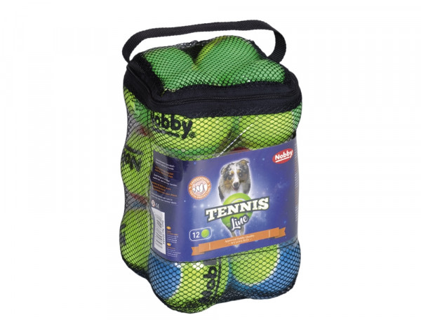 Zabawka dla psa Nobby Tennis Line Ball "M" Ø 6,5cm (12szt siatka)- tenisowa, dwukolorowa piłka  - Nobby zdjęcie 1