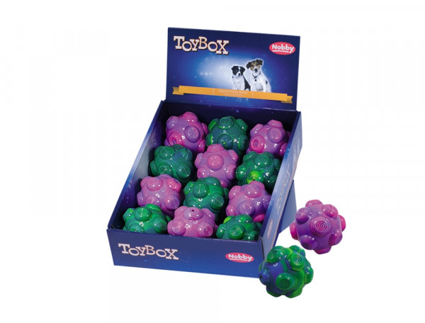 Zabawka z gumy termoplastycznej dla psa Nobby TPR Ball 7cm- kolorowa, pływająca piłka z piszczałką - Nobby zdjęcie 1