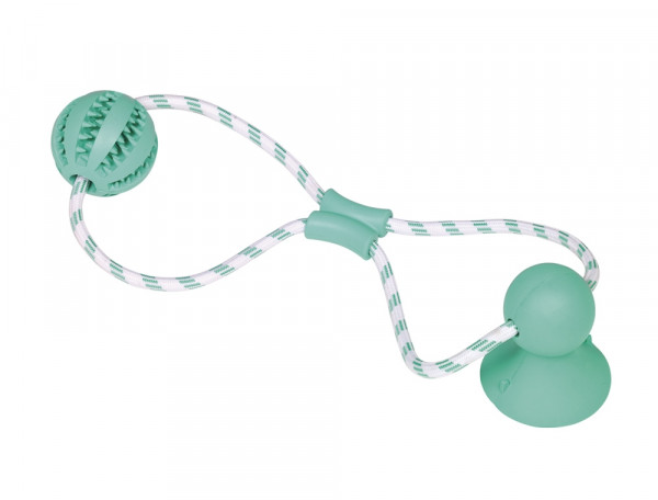 Zabawka dla psa Nobby Detal Line Rubber Ball toy with mint Ø 7cm, 50cm- miętowa, gumowa piłka ze sznurem i przyssawką - Nobby zdjęcie 1