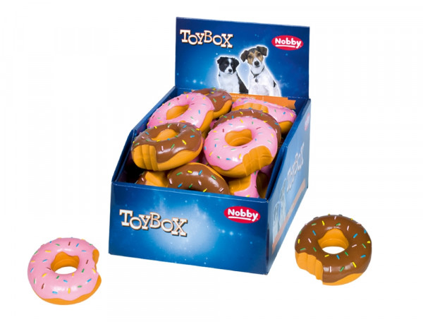 Lateksowa zabawka dla psa Nobby Donut Dessert 10cm - pachnące czekolada lub truskawka - Nobby zdjęcie 1