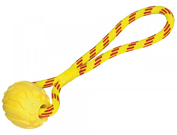 Zabawka z gumy termoplastycznej dla psa Nobby TPR Ball with rope 37cm- pływająca mocna piłka ze sznurem - Nobby zdjęcie 1