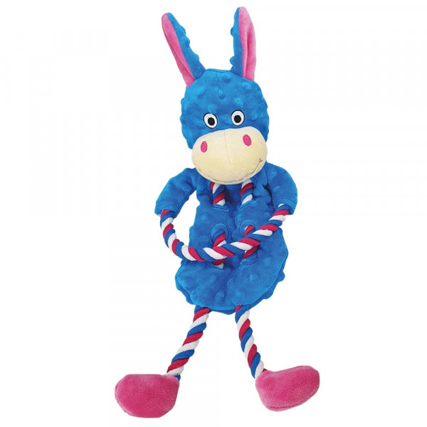 Pluszowa zabawka dla psa Nobby plush animal with rope inside Donkey 47cm -pluszowy osioł z liną w środku i na zewnątrz oraz piszczałką - Nobby zdjęcie 1