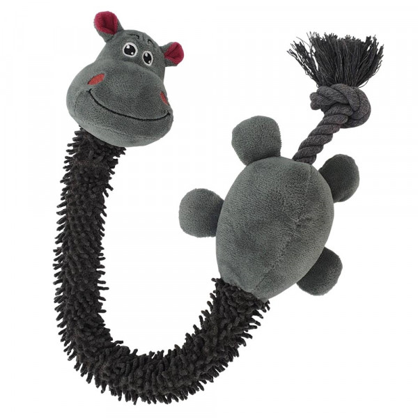 Pluszowa zabawka dla psa Nobby plush animal with rope inside Hippo 61cm -pluszow hipcio wypełniony sznurem obszytym mikrofibrą z piszczałką  - Nobby zdjęcie 1