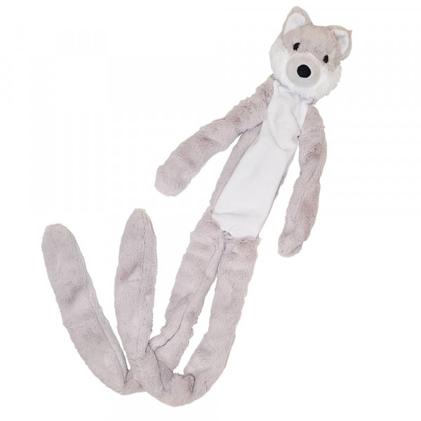 Pluszowa zabawka dla psa Nobby plush animal LONG Wolf 105cm -długa, pluszowy wilk wypełniony sznurem z piszczałką i trzeszczącymi elementami - Nobby zdjęcie 1