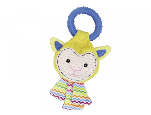 Pluszowa zabawka dla psa Nobby plush toy flat sheep 22cm, ring Ø 8cm - pluszowa owca z piszczałka, szeleszczącymi elementami i gumowym ringiem - Nobby zdjęcie 1