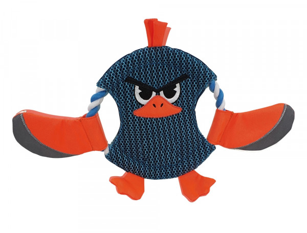 Pluszowa zabawka dla psa Nobby mesh animal Fly Disc Ente Ø 19cm (38cm ze skrzydełkami)- dysk ze sznura, kaczka nylonowa oraz siatkowa tkanina/mesh z szeleszczącymi i odblaskowymi elementami - Nobby zdjęcie 1