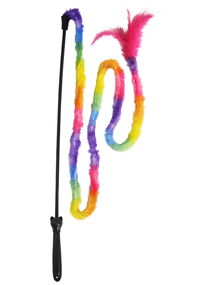 Zabawka dla kota wędka z pluszem i piórkami z gumową rączką 54 + 132 cm - Nobby zdjęcie 1