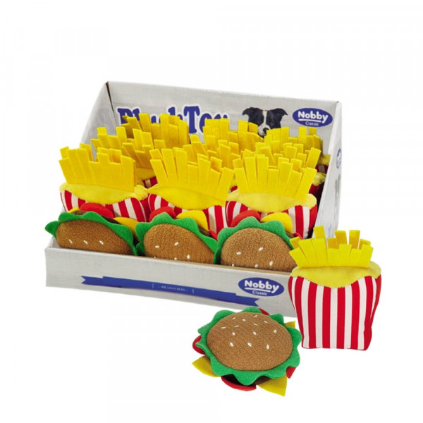 Pluszowa zabawka dla psa Nobby Food 5x7cm, 10cm - frytki lub burger - Nobby zdjęcie 1