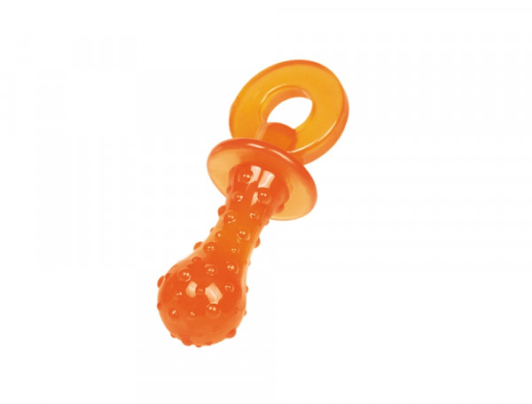 Zabawka z gumy termoplastycznej dla psa Nobby TPR Pacifier 11cm-pomarańczowy, pływający smoczek - Nobby zdjęcie 1