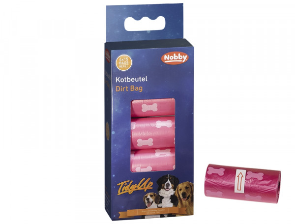 Woreczki na odchody TidyUp Nobby 4szt, 15szt woreczków na 1 rolce - fuksja w łapki - Nobby zdjęcie 1