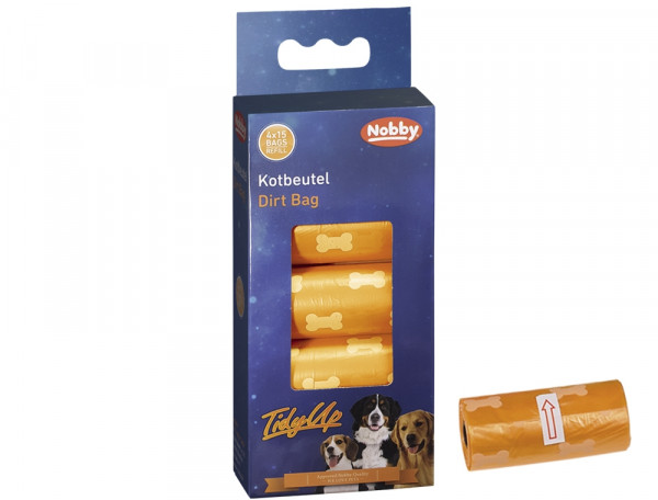 Woreczki na odchody TidyUp Nobby 4szt, 15szt woreczków na 1 rolce - pomarańczowe w łapki - Nobby zdjęcie 1