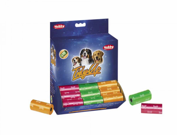 Woreczki na odchody TidyUp Nobby 63szt, 15szt woreczków na 1 rolce - kolorowe w łapki - Nobby zdjęcie 1