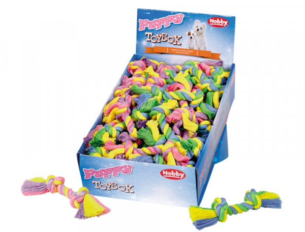 Zabawka dla psa Nobby Display playing ropes for puppies 16cm, 30g - bawełniano-poliestrowy sznur z dwoma węzłami dla szczeniąt - Nobby zdjęcie 1
