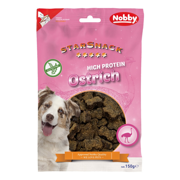 Przysmak dla psa Starsnack Ostrich HP Bones 150g Nobby - bezglutenowe mięsne kostki ze strusiem - Nobby zdjęcie 1