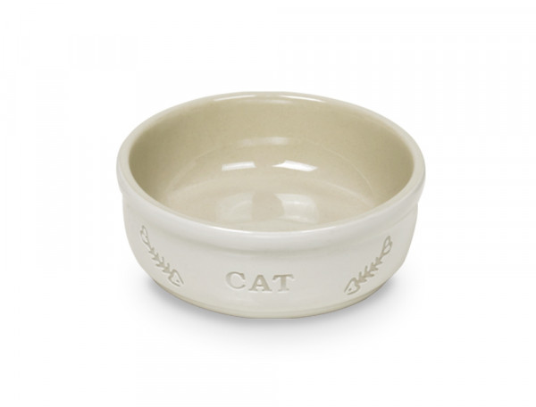Miska ceramiczna Nobby dla kota "Cat " biało-beżowa 0,25 L  Ø 13,5x5cm - Nobby zdjęcie 1