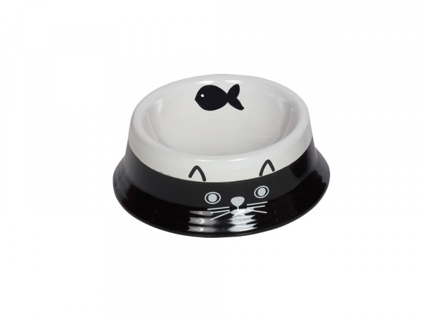 Miska ceramiczna Nobby dla kota "Face" biało-czarna 0,14 L  Ø 14x4,8cm - Nobby zdjęcie 1