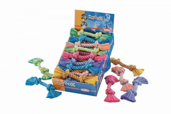 Zabawka dla psa Nobby Display playing ropes 19cm, 50g - bawełniano-poliestrowy sznur z dwoma węzłami  - Nobby zdjęcie 1