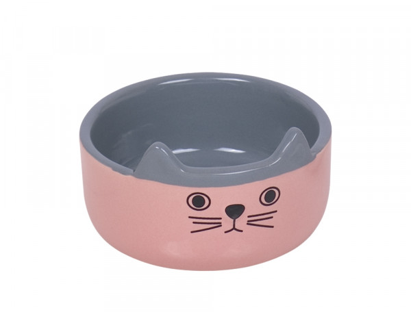 Miska ceramiczna Nobby dla kota "Cat Face" różowo-szara 0,16 L  Ø 13x4cm - Nobby zdjęcie 1