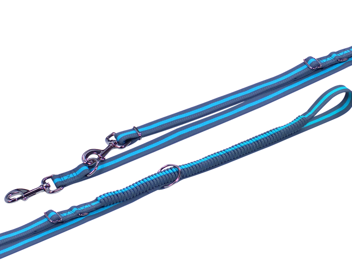 Smycz dla psa Nobby Variado XS-S z amortyzatorem 15mm /2,1- 2,4m regulowana niebieska - Nobby zdjęcie 1